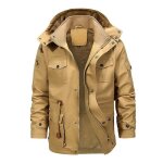 Blouson en coton homme doublee polaire grande taille veste À capuche hiver - insfity - kaki Blouson en coton homme doublee polaire grande taille veste À capuche hiver - insfity - kaki