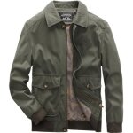 Blouson en coton homme mi saison veste zippee elegant col revers couleur unie