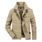 Blouson en coton homme printemps et automne casual veste multi - poches militaire couleur unie - kaki ...