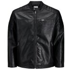 Blouson jack & jones + noir en simili cuir  coupe droite