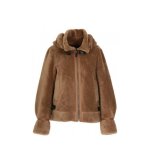 Blouson court reversible en laine femme oakwood ref 58315 cognac