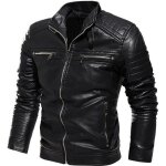 Blouson en cuir plus chaude en velours moto de loisirs en cuir pu - funmoon - hommes Blouson en cuir plus chaude en velours moto de loisirs en cuir pu - funmoon - hommes