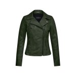 Blouson en cuir femme oakwood ref 60961 clips vert fonce