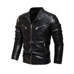 Blouson en cuir pour hommes - funmoon - garder au chaud - moto - pu