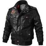 Blouson en cuir homme manteau de moto bomber veste jacket pu grande taille - noir - funmoon Blouson en cuir homme manteau de moto bomber veste jacket pu grande taille - noir - funmoon