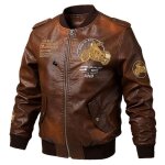 Blouson en cuir pour homme - mobigarlan - uniforme militaire dautomne - marron - pm73