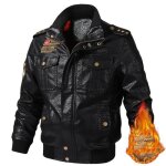 Blouson en cuir homme peluche manteau de moto bomber veste jacket pu blouson de sport automne hiver noir ...