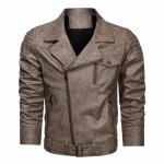 Blouson cuir homme vintage - vitata - veste de moto pu coupe - vent - printemps et automne Blouson cuir homme vintage - vitata - veste de moto pu coupe - vent - printemps et automne
