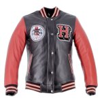 Blouson cuir moto femme helstons student rag (motul) - noir / red - s