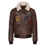 Blouson cuir - mythic - daytona 73 - marron - 100% cuir de mouton - col sherpa - manches longues