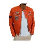Blouson en cuir nitro barcelona redskins ref 51965 orange