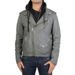 Blouson en cuir serge pariente rocker - gris clair