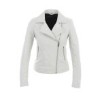 Blouson en cuir marjory oakwood ref 50436 blanc