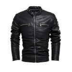 Blouson en cuir avec du velours pour hommes - funmoon - moto - chaud - loisir Blouson en cuir avec du velours pour hommes - funmoon - moto - chaud - loisir