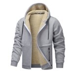 Blouson doublure polaire homme chaude a capuche fermeture eclair automne hiver - gris - insfity - mp224771385 ...