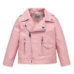 Blouson enfant fille en similicuir insfity - col revers motard - rose Blouson enfant fille en similicuir insfity - col revers motard - rose