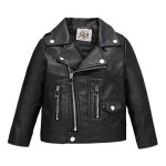 Blouson enfant garçon fille en similicuir col revers motard automne printemps - noir - insfity Blouson enfant garçon fille en similicuir col revers motard automne printemps - noir - insfity