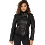 Blouson chic femme noir en simili cuir - lgant et confortable avec poches zippes et col large