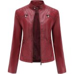 Blouson femme simili cuir col montant insfity - printemps et automne - bordeaux