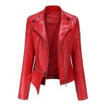 Blouson femme en simili cuir col montant veste zippee fashion couleur unie pour printemps et automne ... Blouson femme en simili cuir col montant veste zippee fashion couleur unie pour printemps et automne ...
