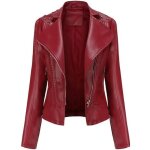 Blouson femme en simili cuir col revers veste mi saison bordeaux - insfity - rivet décoratif Blouson femme en simili cuir col revers veste mi saison bordeaux - insfity - rivet décoratif