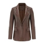 Blouson femme simili cuir printemps et automne casual veste de costume col tailleur couleur unie - café ... Blouson femme simili cuir printemps et automne casual veste de costume col tailleur couleur unie - café ...
