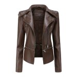 Blouson femme simili cuir printemps et automne veste zippee manches longues couleur unie bord amovible ... Blouson femme simili cuir printemps et automne veste zippee manches longues couleur unie bord amovible ...
