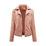 Blouson femme en simili cuir slim fit mi - saison - insfity - rose - col revers et fermeture �clair
