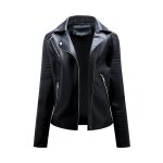 Blouson femme simili cuir slim fit mi - saison veste zippee col revers - noir - insfity Blouson femme simili cuir slim fit mi - saison veste zippee col revers - noir - insfity