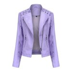 Blouson femme simili cuir slim fit printemps et automne veste courte - insfity - violet clair Blouson femme simili cuir slim fit printemps et automne veste courte - insfity - violet clair