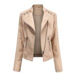 Blouson femme simili cuir slim fit printemps et automne veste courte zippee col montant couleur unie ... Blouson femme simili cuir slim fit printemps et automne veste courte zippee col montant couleur unie ...