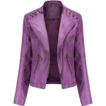Blouson femme simili cuir slim fit printemps et automne veste courte zippee col montant couleur unie ...