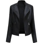 Blouson femme simili cuir slim fit printemps et automne veste courte zippee col montant - insfity - noir ...