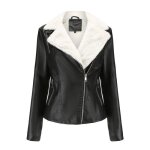 Blouson hiver femme simili cuir doublé polaire veste zippee chaude couleur unie automne - hiver Blouson hiver femme simili cuir doublé polaire veste zippee chaude couleur unie automne - hiver