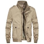 Blouson hiver homme court molleton casual veste chaude en coton col montant - kaki