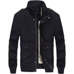 Blouson hiver homme court molleton casual veste chaude en coton col montant - noir