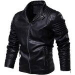 Blouson de hiver homme en simili cuir grande taille doublee polaire col montant - insfity Blouson de hiver homme en simili cuir grande taille doublee polaire col montant - insfity