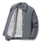 Blouson hiver homme velours ctel double polaire casual veste chaude epaisse couleur unie - gris