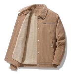 Blouson hiver homme velours côtelé doublée polaire casual veste chaude epaisse couleur unie - jaune Blouson hiver homme velours côtelé doublée polaire casual veste chaude epaisse couleur unie - jaune