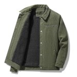Blouson hiver homme velours ctel double polaire casual veste chaude epaisse couleur unie - vert