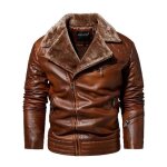 Blouson hiver en simili cuir homme doubl polaire casual veste chaude epaisse - insfity - kaki