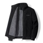 Blouson hiver velours ctel homme double polaire casual veste chaude epaisse couleur unie - noir