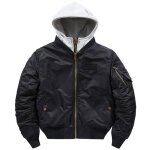 Blouson homme bomber epais capuche amovible veste aviateur chaude regular fit automne hiver - taille ...