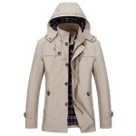 Blouson hommes  capuche casual blouson - zewow - kaki clair - manches longues - col montant - fermeture ...