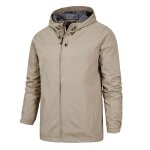 Blouson homme avec capuche coupe - vent randonne regular fit lger mi - saison - kaki - insfity