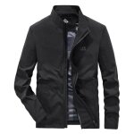 Blouson homme casual mi saison fermeture claire col montant - insfity - couleur unie noir