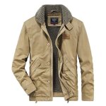 Blouson homme chaud doubl polaire veste zippee epaisse en coton - insfity - kaki