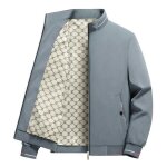 Blouson homme col montant printemps et automne grande taille casual veste zippee couleur unie confortable ...