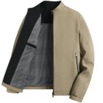 Blouson homme col montant printemps et automne veste zippee mi - saison couleur unie confortable - kaki ...