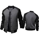 Blouson homme en cuir - mobigarlan - uni en lgre veste hommes en col standup manteau - gris fonc - ...
